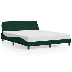 vidaXL Bettgestell "Dover" Dunkelgr&uuml;n 160x200 cm Samt