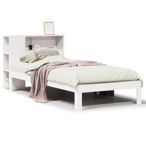 vidaXL Massivholzbett mit Regal ohne Matratze Wei&szlig; 75x190 cm Kiefer