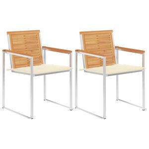 vidaXL Gartenst&uuml;hle mit Kissen 2 Stk. Massivholz Teak und Stahl