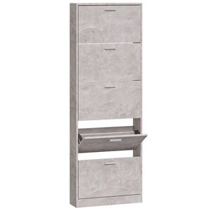 vidaXL Schuhschrank Betongrau 59x17x169 cm Holzwerkstoff