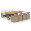 vidaXL 9-tlg. Garten-Essgruppe mit Kissen Poly Rattan Beige
