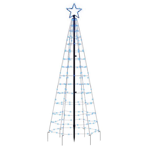 vidaXL LED-Weihnachtsbaum mit Erdspießen 220 LEDs Blau 180 cm