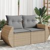 vidaXL Gartensofa mit Kissen 2-Sitzer Beige Poly Rattan