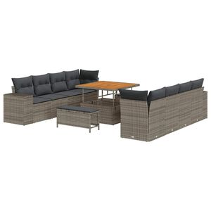 vidaXL Gartensofa-set 11 stk. Grau Poly-Rattan