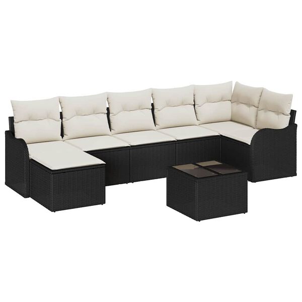 vidaXL Gartensofa-set Schwarz Poly-Rattan
