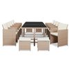 vidaXL 15-tlg. Garten-Essgruppe mit Auflagen Poly Rattan Beige