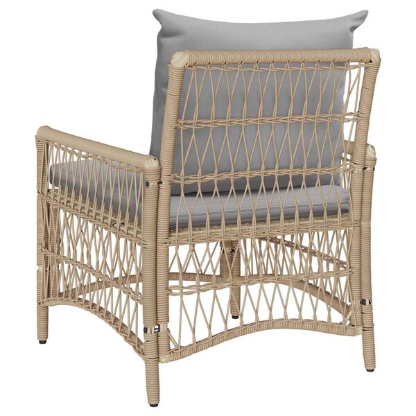 vidaXL Gartenstuhl mit Kissen Beige 73 x 61 x 77 cm Poly-Rattan