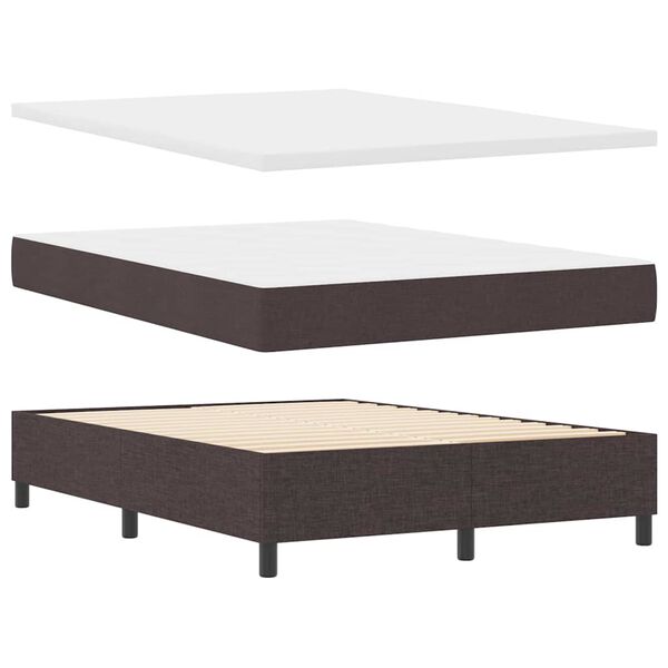 vidaXL Boxspringbett mit Matratze Dunkelbraun 140 x 190 cm Stoff