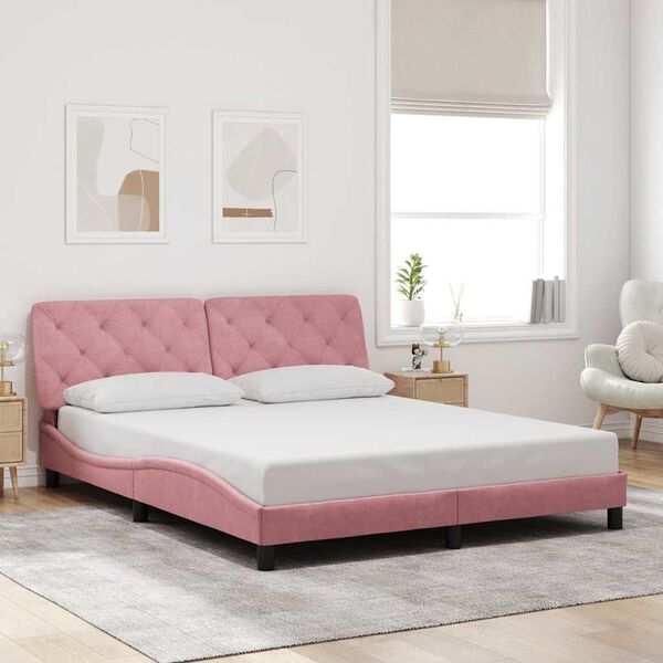 vidaXL Bettgestell ohne Matratze Rosa 160x200 cm Samt