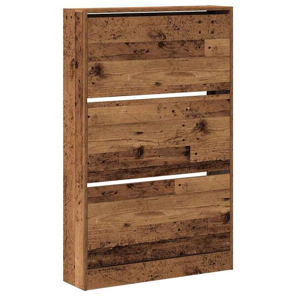 vidaXL Schuhschrank mit Regal Altholz 80 x 21 x 125,5 cm Holzwerkstoff