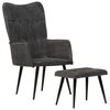 vidaXL Ohrensessel mit Hocker Schwarz Vintage Canvas