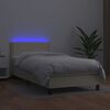 vidaXL Boxspringbett mit Matratze & LED Creme 90x190 cm Kunstleder