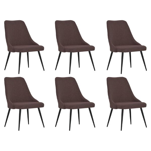vidaXL Esszimmerst&uuml;hle 6 Stk. Dunkelbraun Stoff