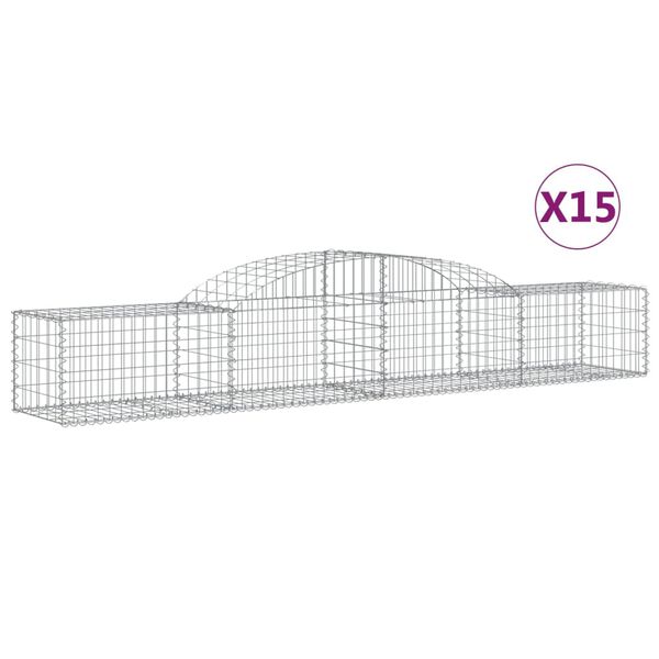vidaXL Gabionen mit Hochbogen 15 Stk. 300x50x40/60 cm Verzinktes Eisen