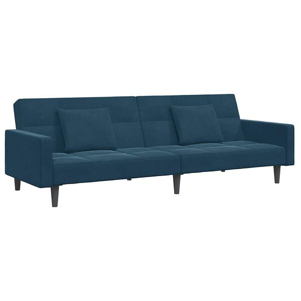vidaXL Schlafsofa 2-Sitzer mit Fu&szlig;hocker Blau Samt