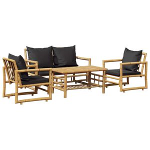 vidaXL 4-tlg. Garten-Lounge-Set mit Auflagen Bambus
