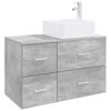 vidaXL Badezimmerm&ouml;bel-Set 2 pcs Betongrau Holzwerkstoff