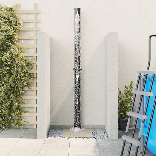 vidaXL Outdoordusche mit Solar Schwarz 217 cm PVC und Aluminium