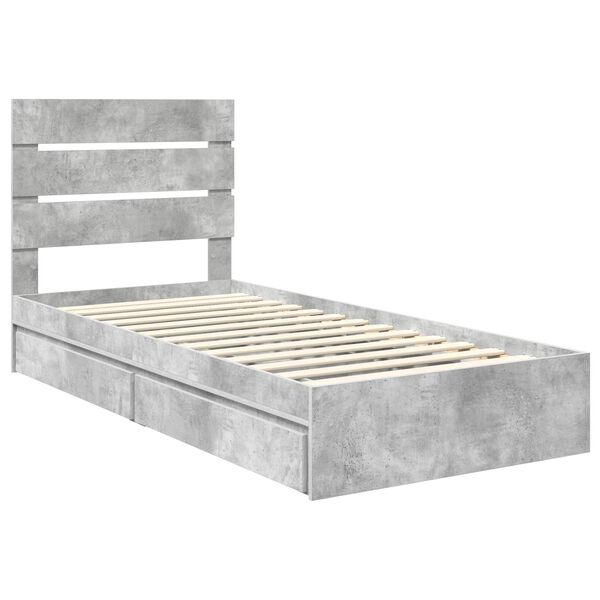 vidaXL Aufbewahrungsbett Beton Grau 90 x 200 cm Holzwerkstoff