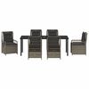 vidaXL Garten Essgruppe 7 pcs Grau Poly-Rattan