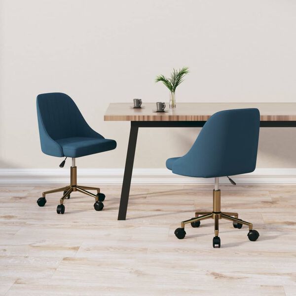 vidaXL Esszimmerst&uuml;hle 2 Stk. Drehbar Blau Samt