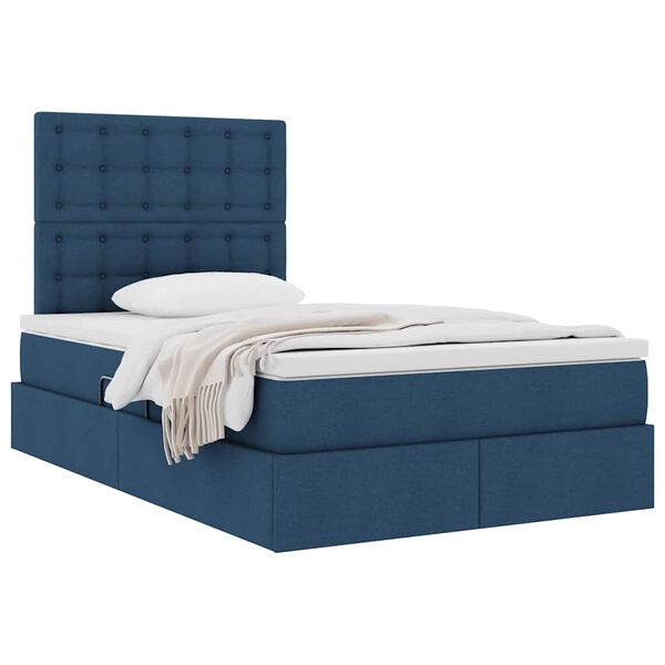 vidaXL Aufbewahrungsbett mit Matratze Blau 120 x 200 cm Polyester