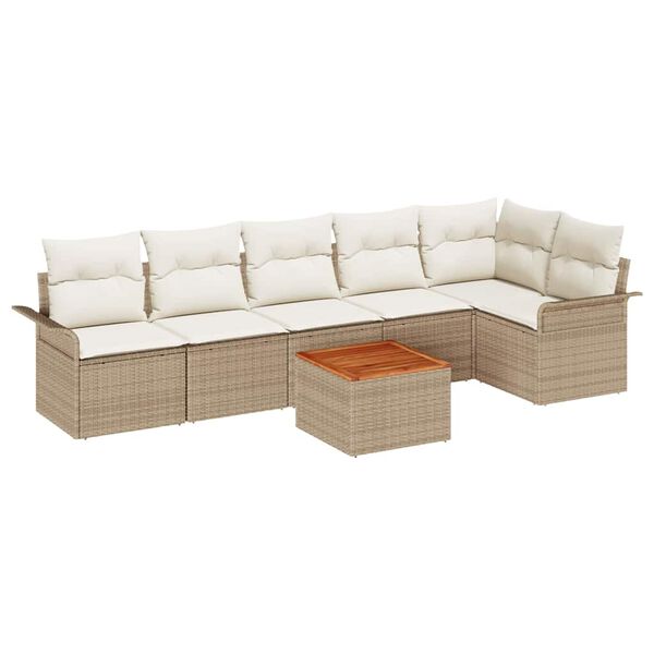 vidaXL Garten-Sofa-Set 7 pcs Beige Poly Rattan
