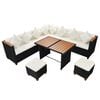 vidaXL 7-tlg. Garten-Lounge-Set mit Auflagen Poly Rattan Schwarz