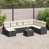 vidaXL Garten-Sofa-Set mit Kissen 9 pcs Schwarz Poly Rattan