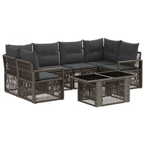 vidaXL Gartensofa-set 7 stk. Grau und Dunkelgrau Poly-Rattan