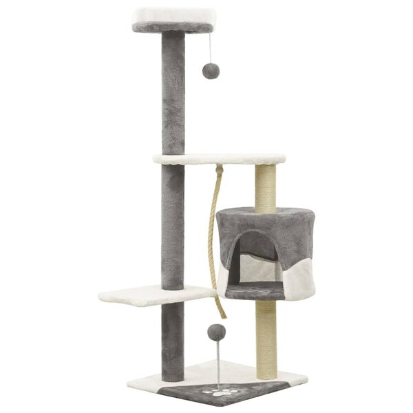 vidaXL Katzenbaum mit Sisal-Kratzs&auml;ulen Grau und Wei&szlig; 120 cm