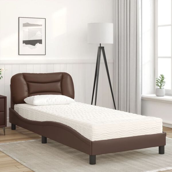 vidaXL Bett mit Matratze "Hvar" Braun 90x200 cm Kunstleder