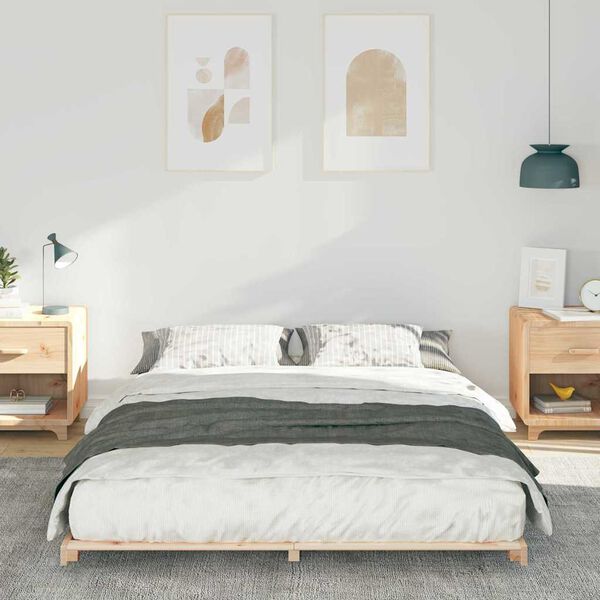 vidaXL Bodenbettgestell Braun 160 x 220 cm Massivholz Kiefer