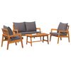 vidaXL Bistrogarnitur mit Kissen 4 pcs Braun Massivholz Akazie