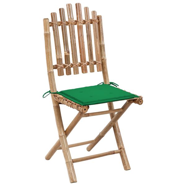 vidaXL Klappbare Gartenst&uuml;hle 2 Stk. mit Kissen Bambus