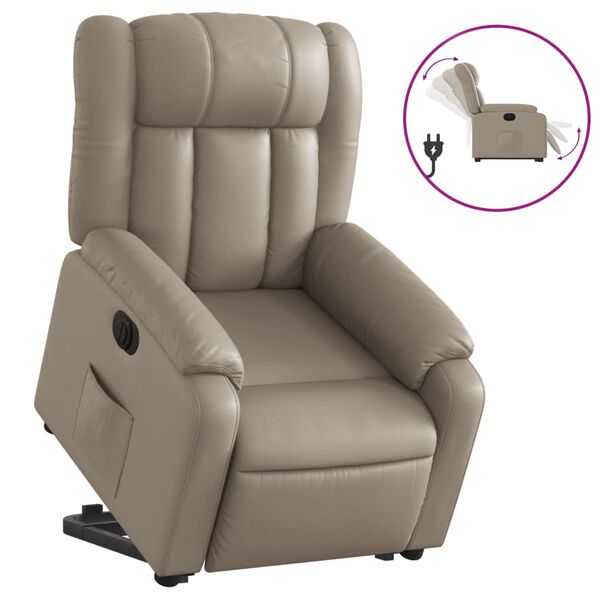 vidaXL Relaxsessel mit Aufstehhilfe Elektrisch Cappuccino Kunstleder