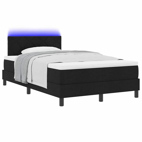 vidaXL Boxspringbett mit Matratze Schwarz 120 x 190 cm Stoff