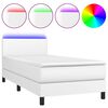 vidaXL Boxspringbett mit Matratze & LED Wei&szlig; 90x190 cm Kunstleder