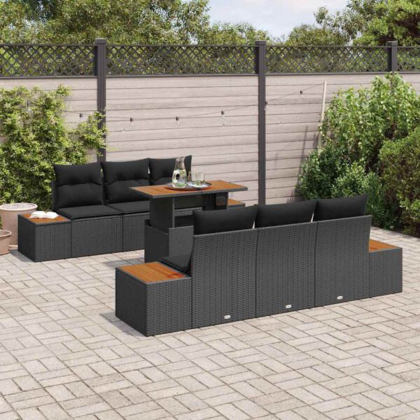 vidaXL Garten Essgruppe mit Kissen 7 pcs Schwarz und Braun