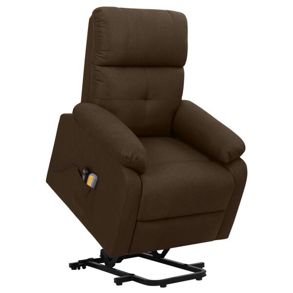 vidaXL Massagesessel mit Aufstehhilfe Dunkelbraun Stoff