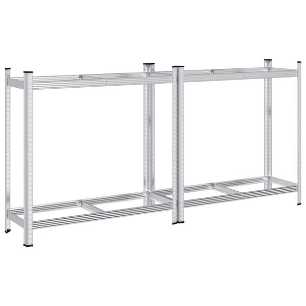 vidaXL Reifenregale mit 2 B&ouml;den 2 Stk. Silbern 110x40x109 cm Stahl