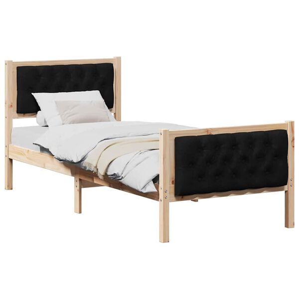 vidaXL Bettrahmen Schwarz 80 x 200 cm Massives Kiefernholz