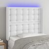 vidaXL LED Kopfteil Wei&szlig; 93x16x118/128 cm Kunstleder