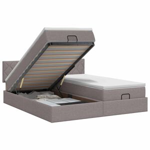vidaXL Ottoman Bett mit Matratze 2 stk. Taupe 160 x 200 cm Stoff