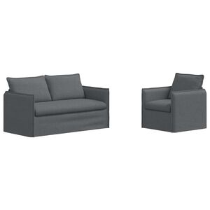 vidaXL Sofa Set 2 stk. Dunkelgrau Stoff