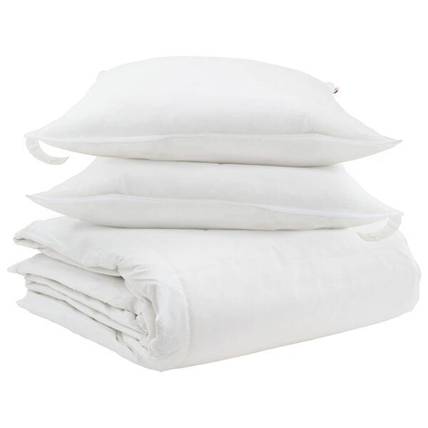 vidaXL Bettdecken Set mit Kissen 3 pcs Wei&szlig; Daunenfeder