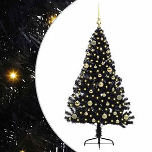 vidaXL K&uuml;nstlicher vorbeleuchteter Weihnachtsbaum Schwarz 150 cm PVC