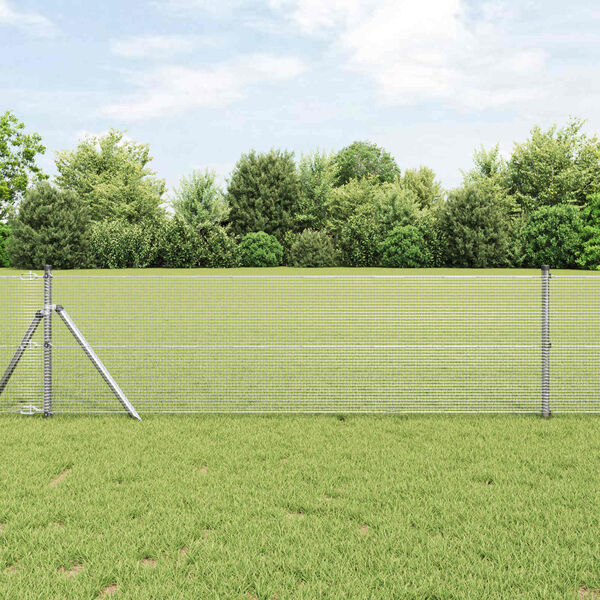 vidaXL Geschwei&szlig;ter Drahtzaun Silber 0,6 x 25 m