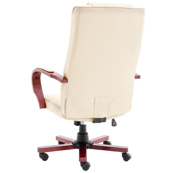 vidaXL B&uuml;rostuhl Creme Echtleder