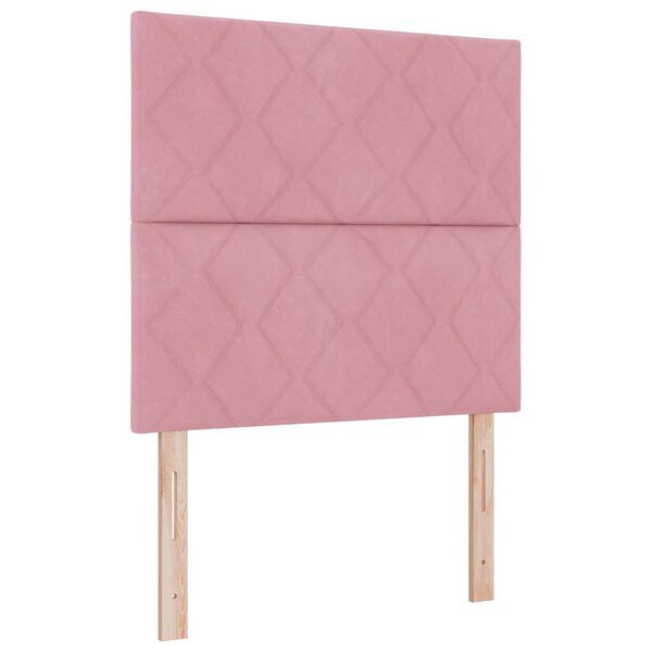 vidaXL LED Boxspringbett mit Matratze Rosa 90 x 190 cm Stoff